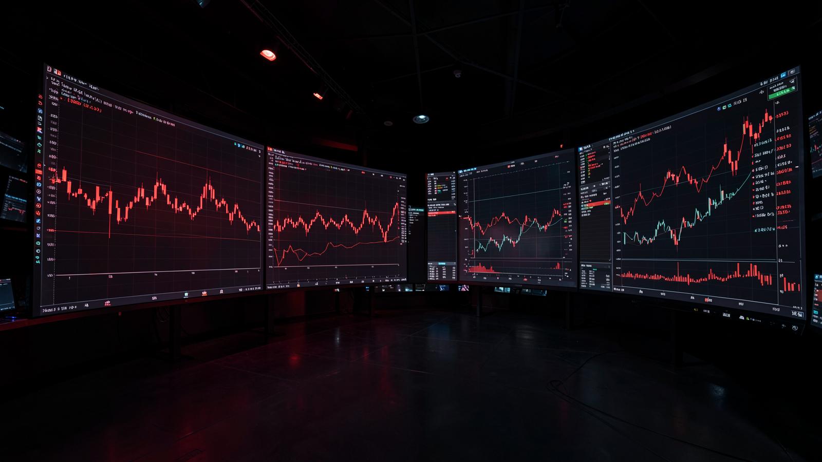 Qorvexa trading desk with live market charts